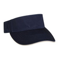 Laundered Chino Twill Visor w/ Contrasting Mock Sandwich Trim (Navy Blue/Tan)